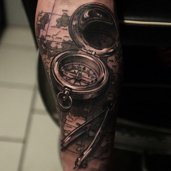 100 Awesome Compass Tattoo Designs