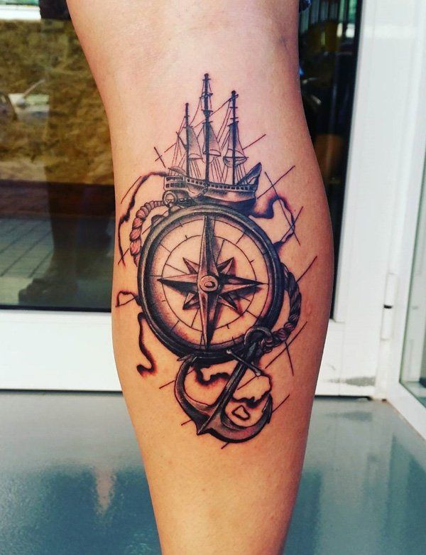 kompasas su laivu-tatuiruotė-67