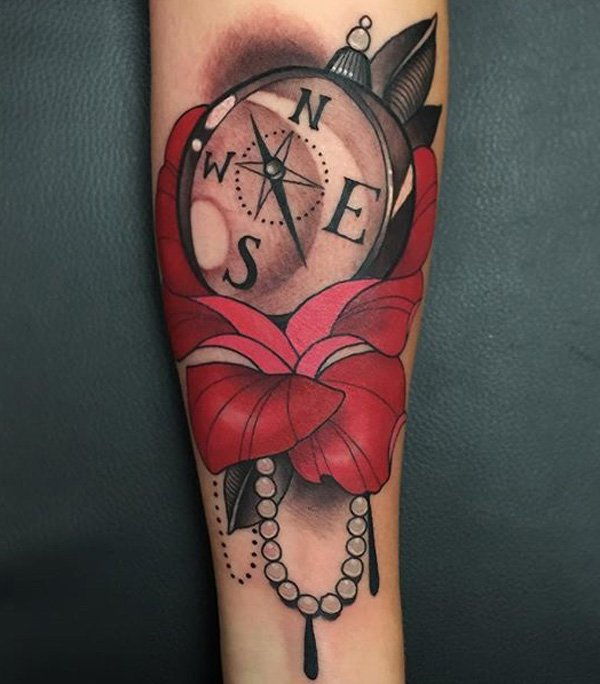 kompaso ir gėlių tatuiruotė-49
