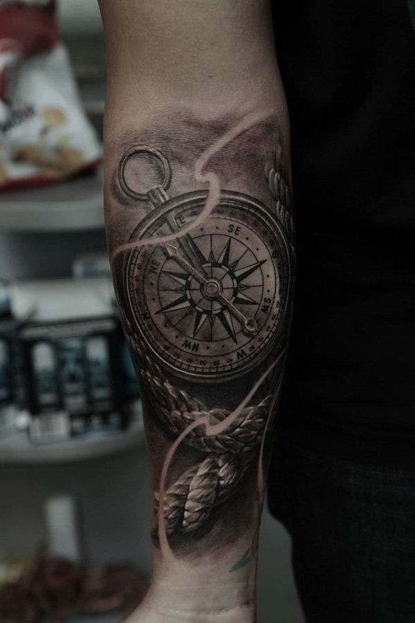 realus kompasas-dilbio tatuiruotė-41