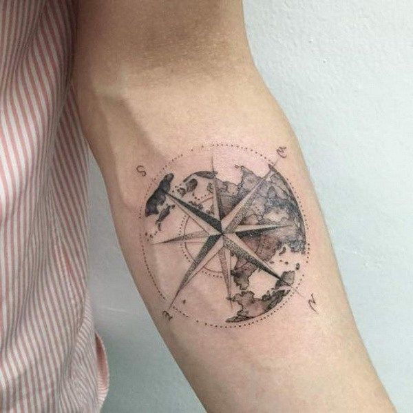 kompasas forearm tattoo