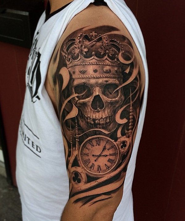 83-3D Skull with witch tattoo