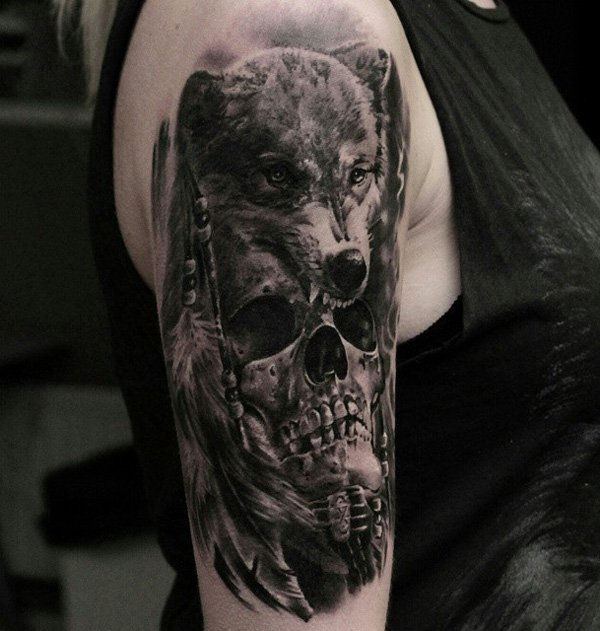 99-lobanja and wolf tattoo