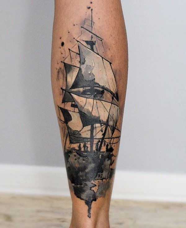 Akvarel boat calf tattoo-79