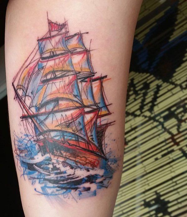 Akvarel boat tattoo-51
