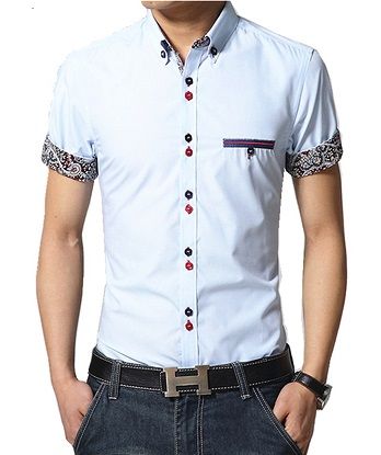Atviras Collar Mens Embroidered Shirts