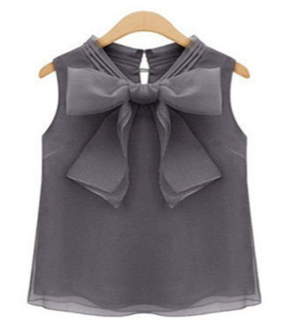 Party Wear Big Bow Sleeveless Shirts for Girls