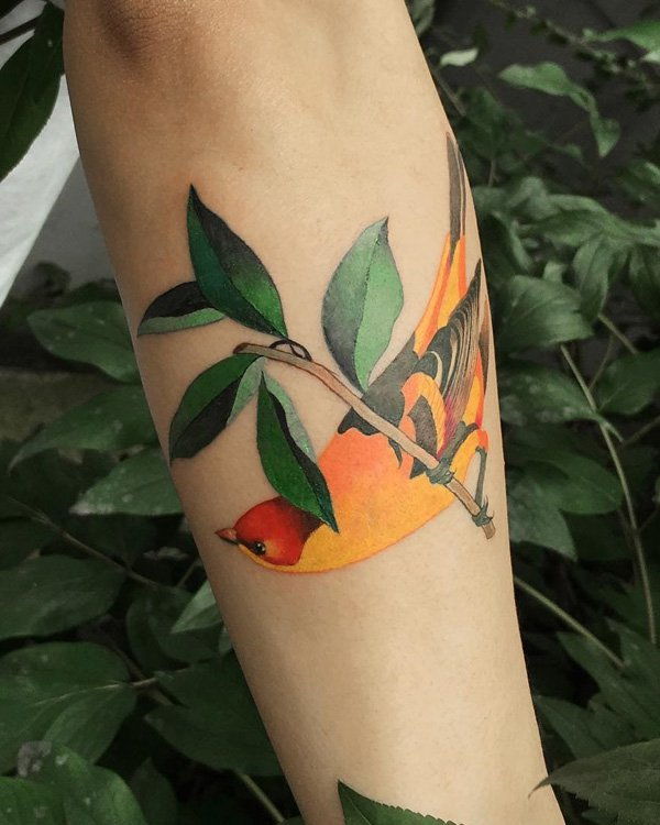 uimitoare-păsări-și-frunze-tatuaj-97
