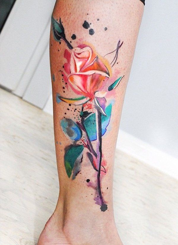 watercolor-rose-leg-tattoo-for-women-92
