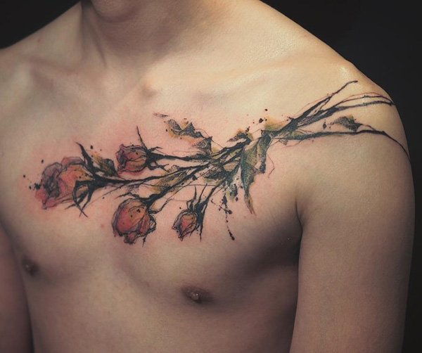 illustrition-rose-chest-tattoo-for-men-99