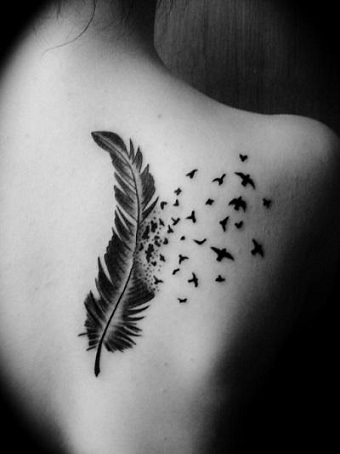 Classy Bird Feather birds tattoo