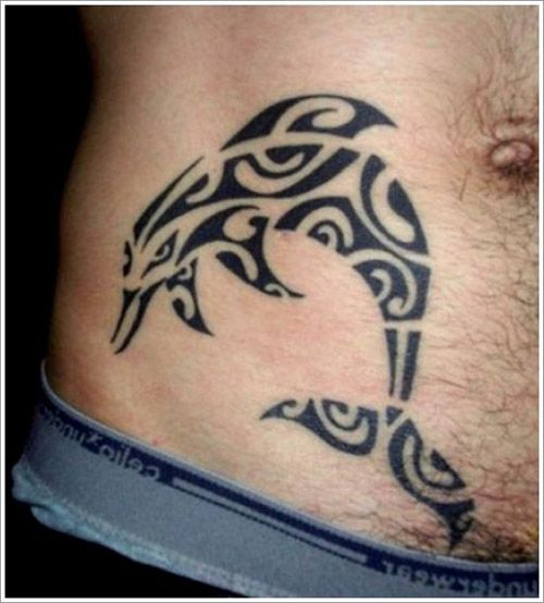 A tribal dolphin tattoo design