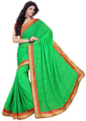 Verde Sarees-Greens Saree With Red Borders 7