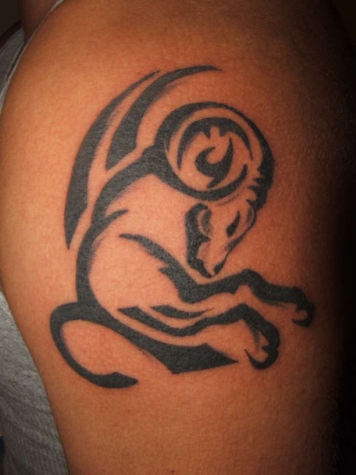 A Ram Outlined Tattoo