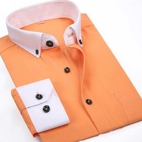 Contrast Collar Orange Men´s Shirt