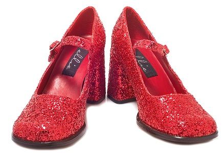 Red Glitter Party Wear Shoes for Women