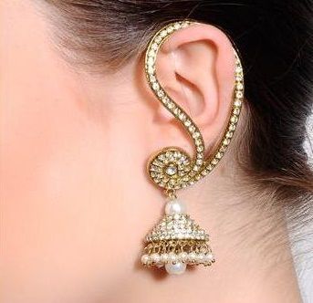 Gold diamond studded bridal earrings jhumkha