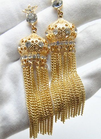 Long dropping chains wedding earrings