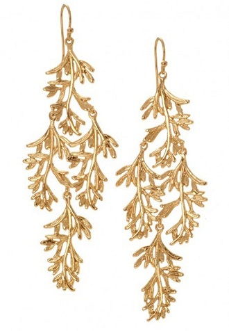 Gold long chandeliers earrings