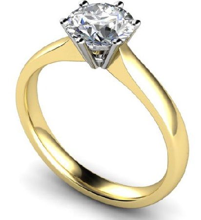 Gold Ring with single Diamond stud Engagement Ring
