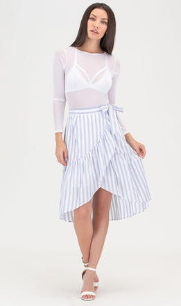 Eleganten Stripped Linen Wrap Skirts