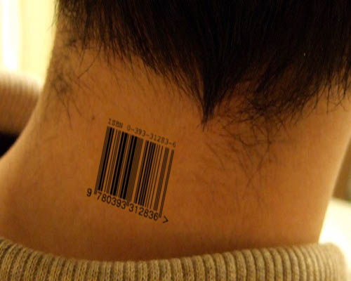 Neck Barcode Tattoos