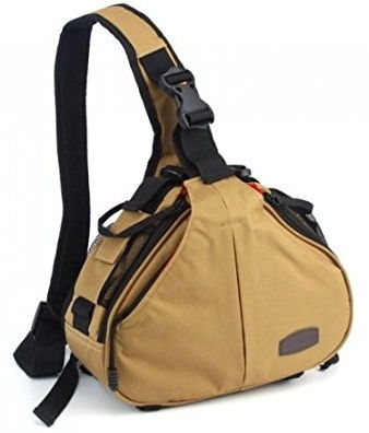 Andoer Caden K1 Waterproof Fashion Casual DSLR Camera Bag Case Messenger Shoulder Bag for Canon Nikon Sony (Khaki) -5