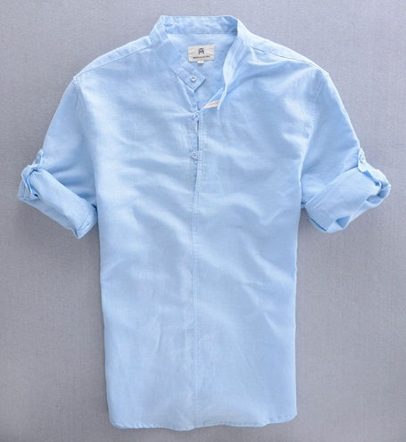 Kinų Collar Linen Shirt