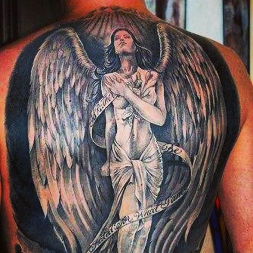 Deplin size angel tattoos