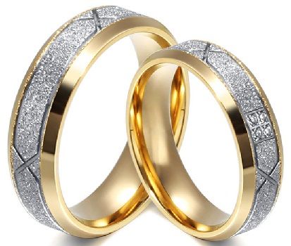 Gold plated couples engagement rings