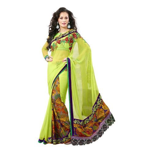 Embroidery Sarees-Light Green Colored Embroidery Saree 6