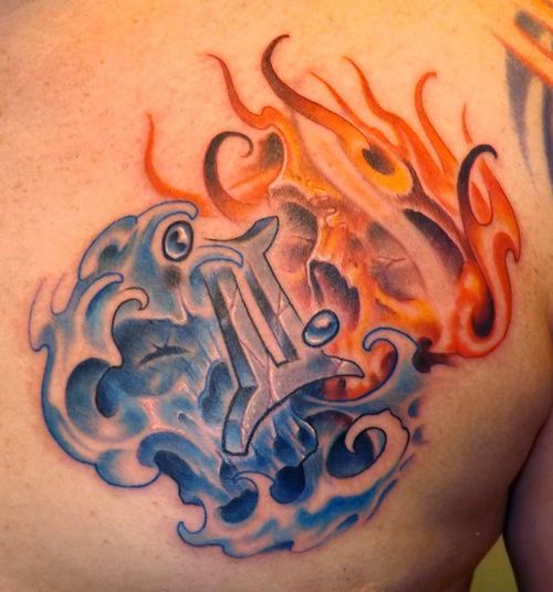 Požar and Water Gemini Tattoo