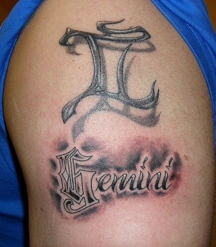 gothic-script-gemini-tattoo