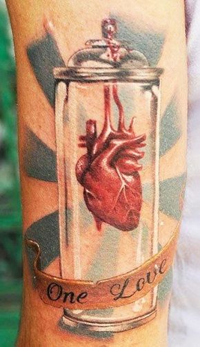Szív in Bottle Half Sleeve Tattoo