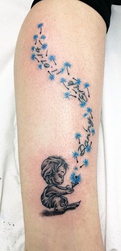 Fél Sleeve Baby Dandelion Tattoo