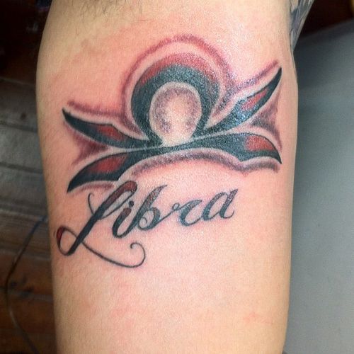 Libra Letter Tattoo with Zodiac Symbol
