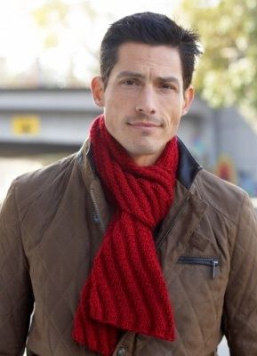 Red Knit Scarf for Men