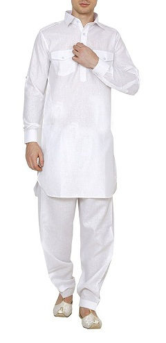 Men's Linen Pathani kurta-White