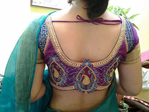 Pattu saree blouse designs embroidered look