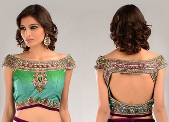 Pattu saree blouse designs collar one bearing blouse