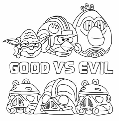 zvezda Wars Angry Bird Colouring Page