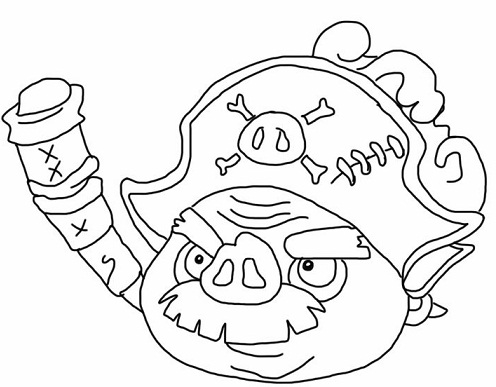 Pirat Pig Angry Bird Colouring Page