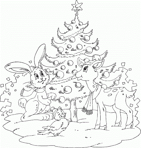 Animal Christmas Coloring Pages