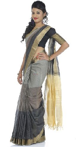 Siva and Golden Blouse Silk Cotton Saree