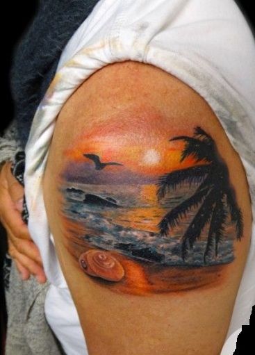 paplūdimio tematikos tatuiruotė