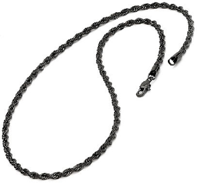 24-inch-mens-negru placat cu otel inoxidabil frînghie-chain3