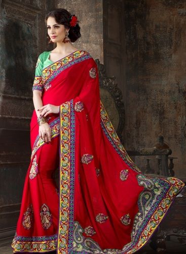 Suratas Sarees-Fancy and Trendy Surat Saree (red) 10