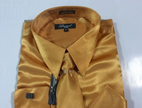 Saten Copper golden Shirt for Men