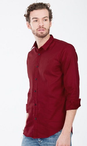 Red Casual Slim Fit Shirt