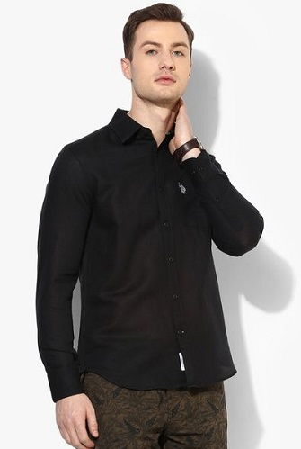 Black Casual Slim Fit Shirt